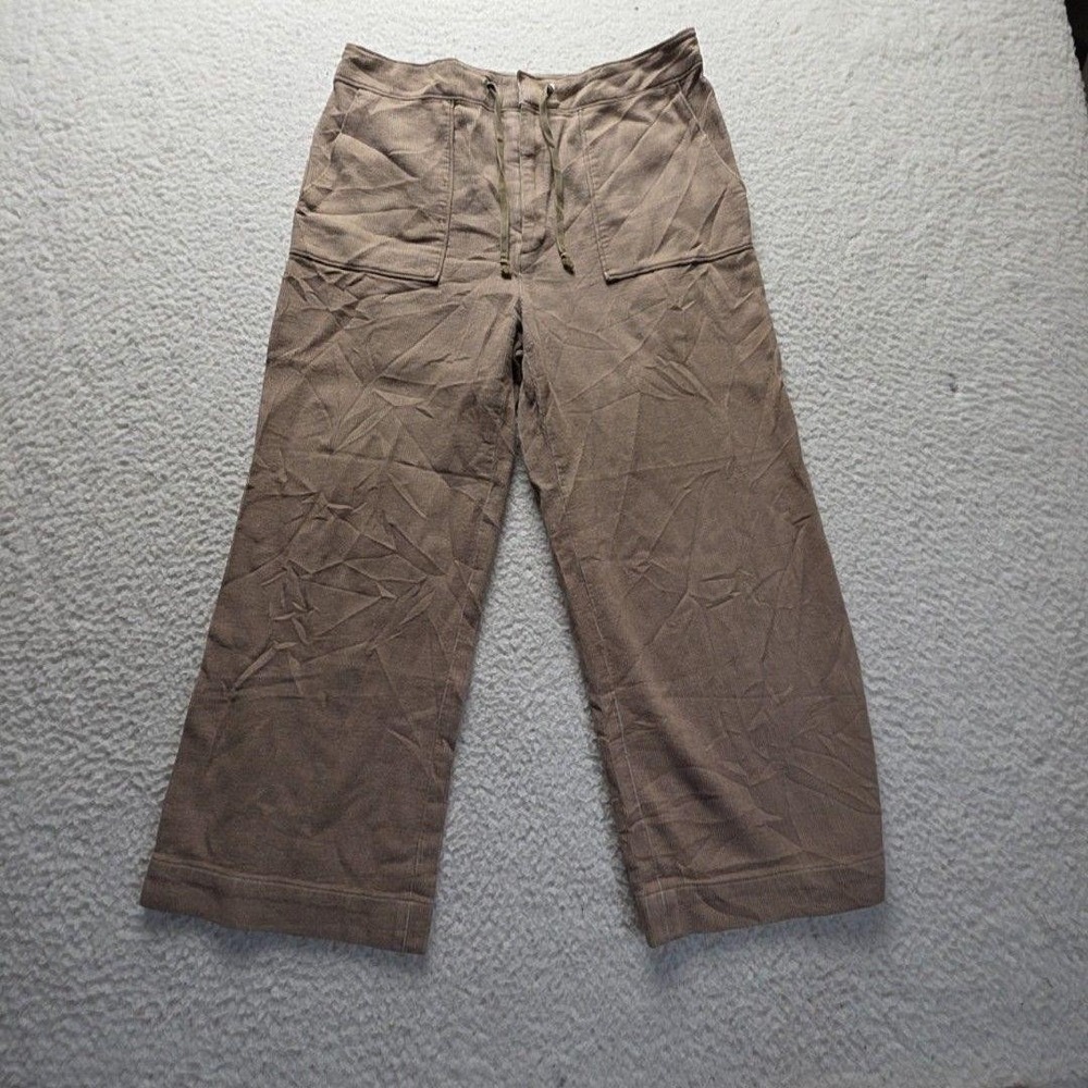 Denise Capri Pants Womens 67 Brown Corduroy Wide Leg Zip Pockets Crop Casual